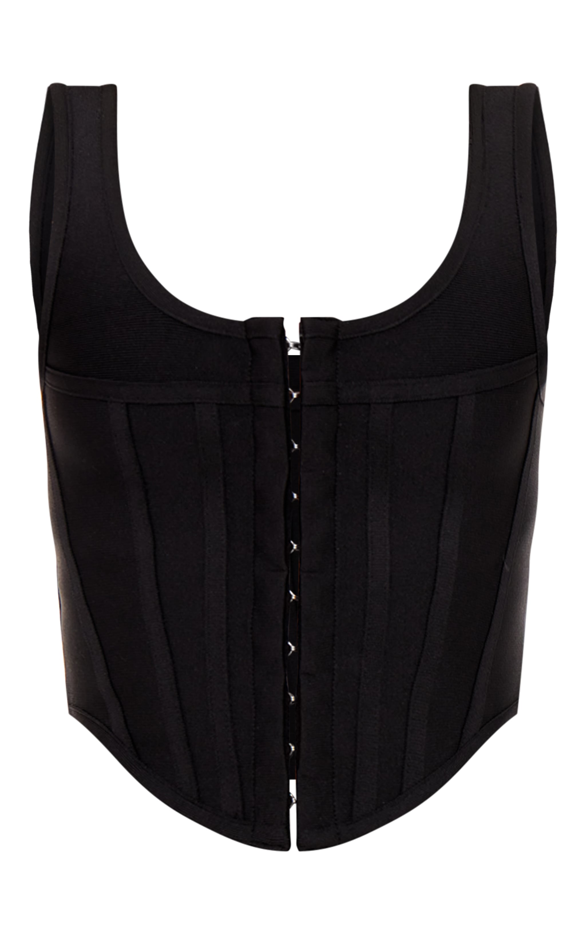 Black Bandage Hook And Eye Structured Detail Dip Hem Corset image 5