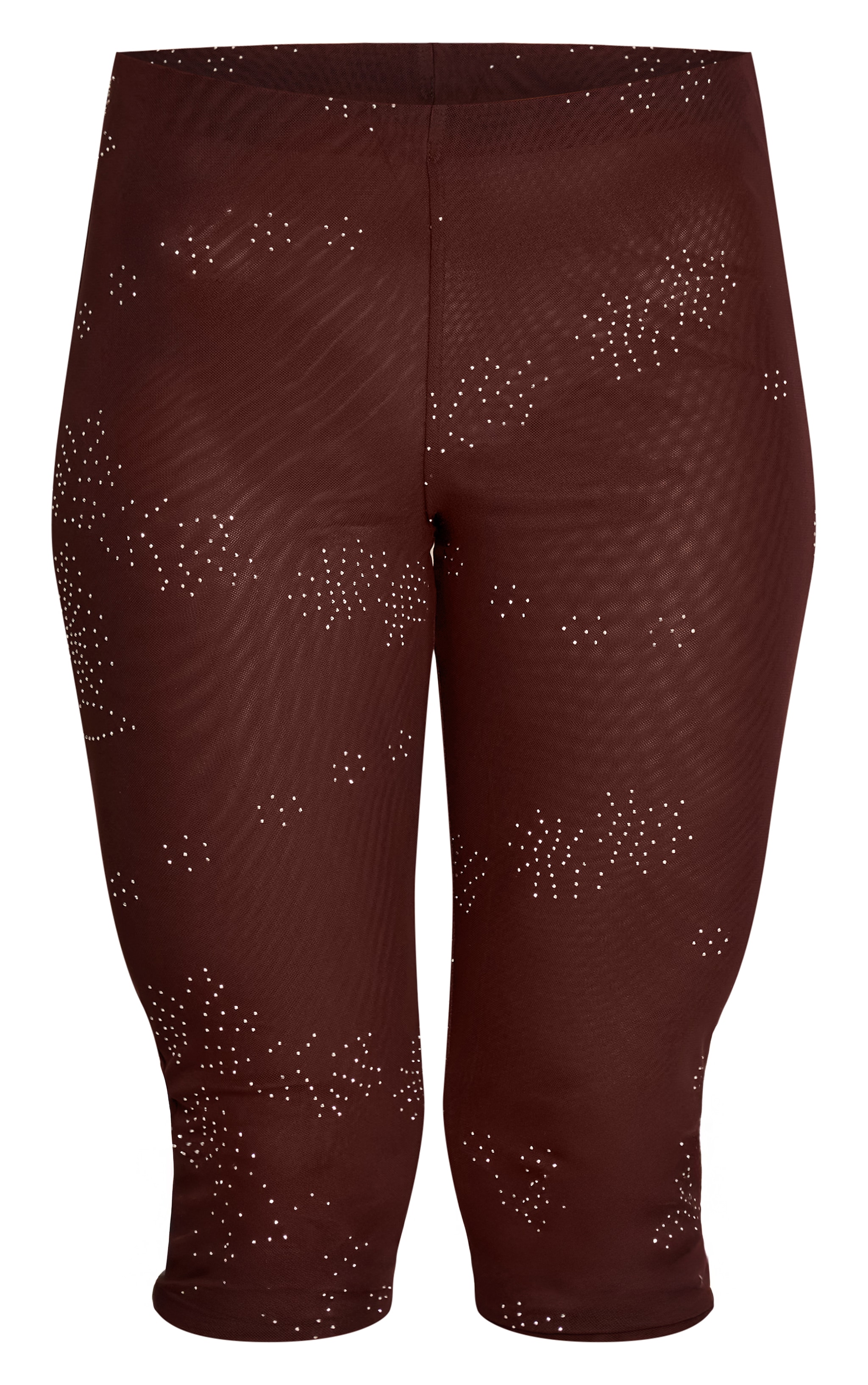 Brown Mesh Hotfix Capri Pant image 5