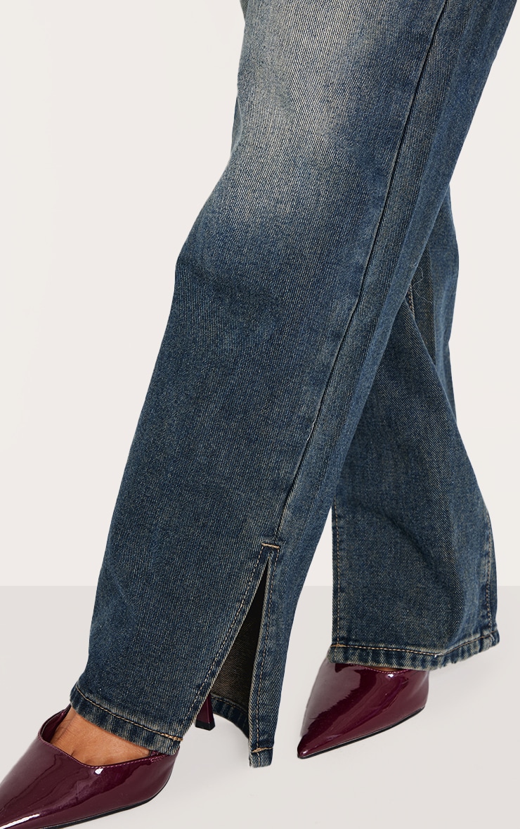 Petite Grey Used Bleach Split Hem Jeans image 4