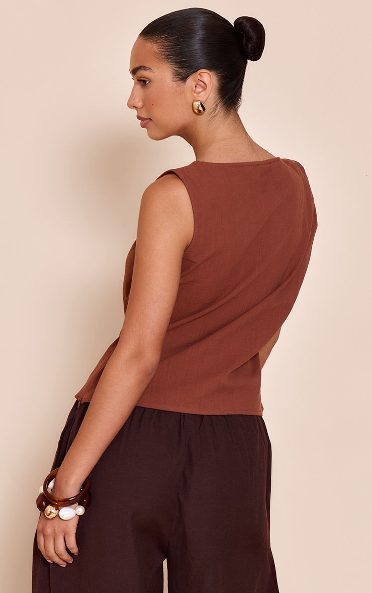 Chocolate Twist Detail Boxy Sleeveless Top image 2