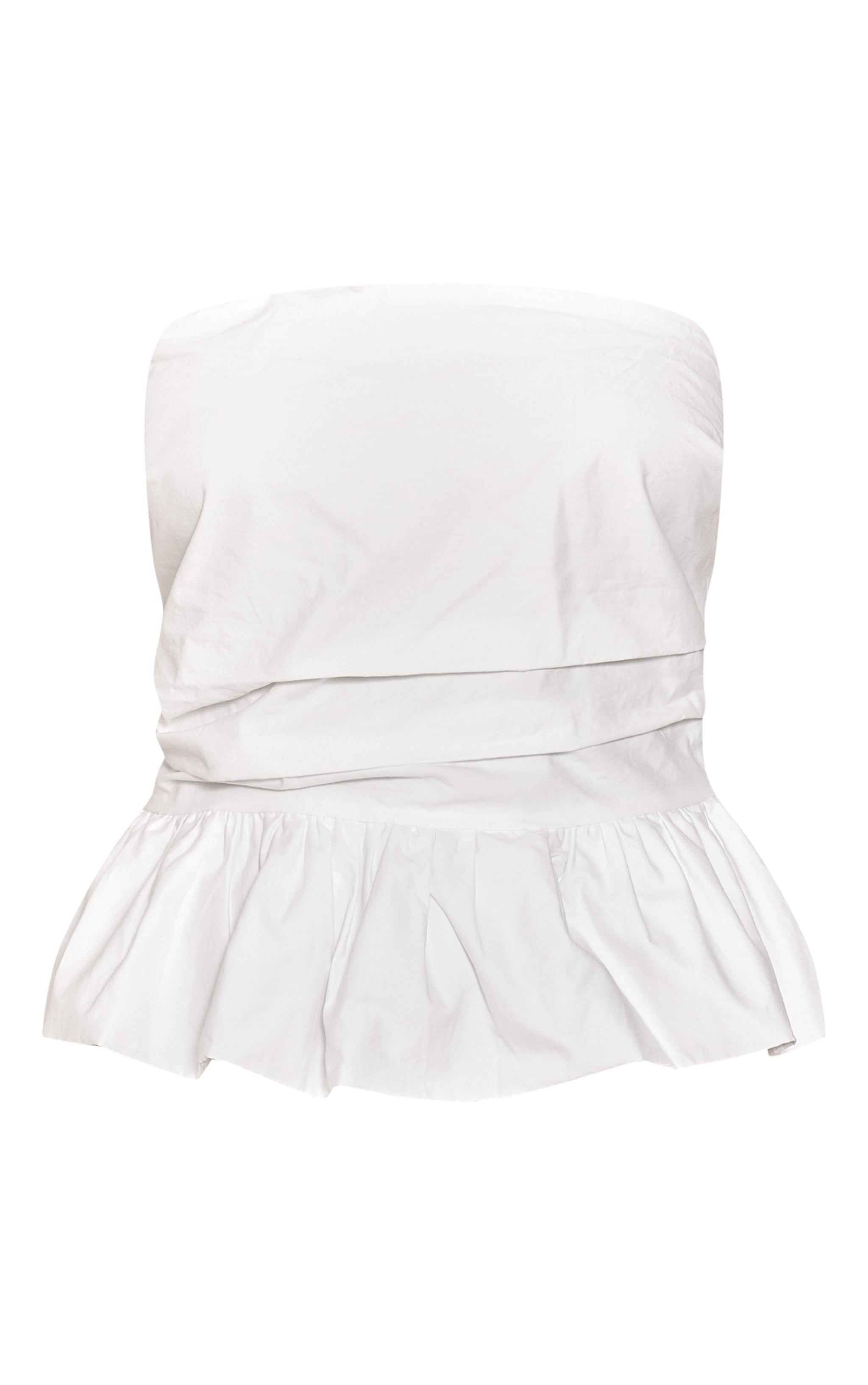 Ecru Cotton Bandeau Peplum Frill Top image 5