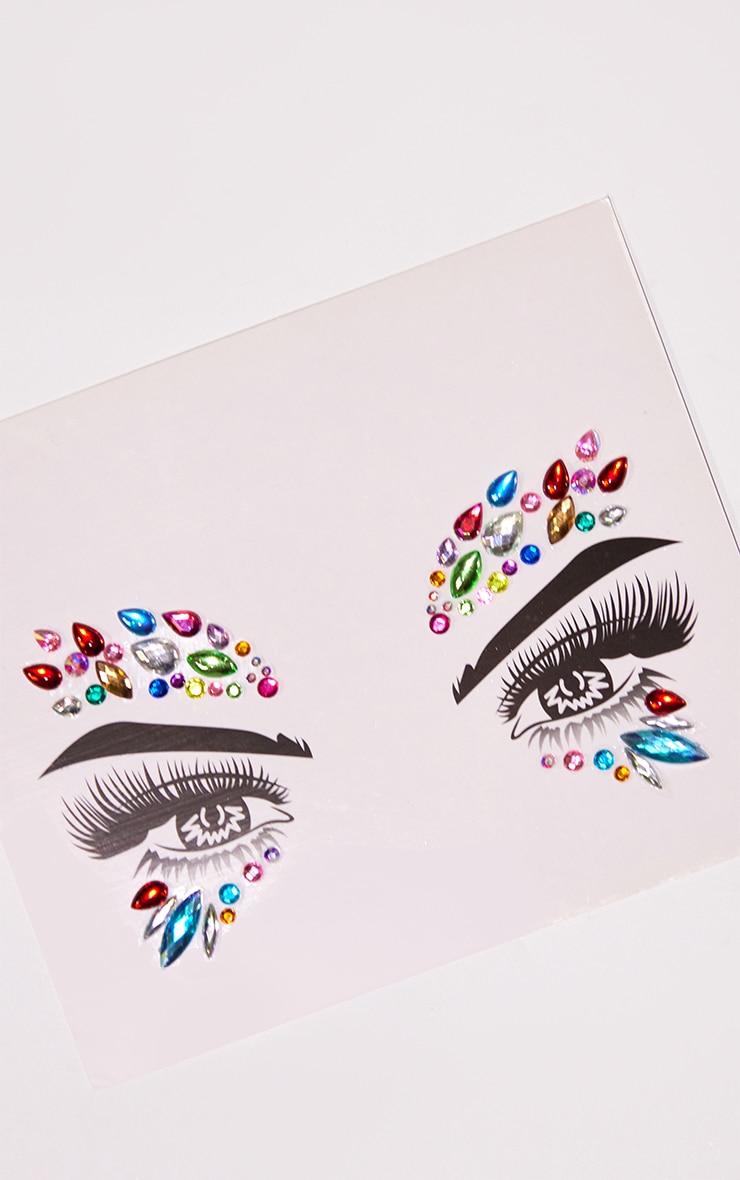 PRETTYLITTLETHING Over and Under Eye Multi Colour Face Jewels image 2