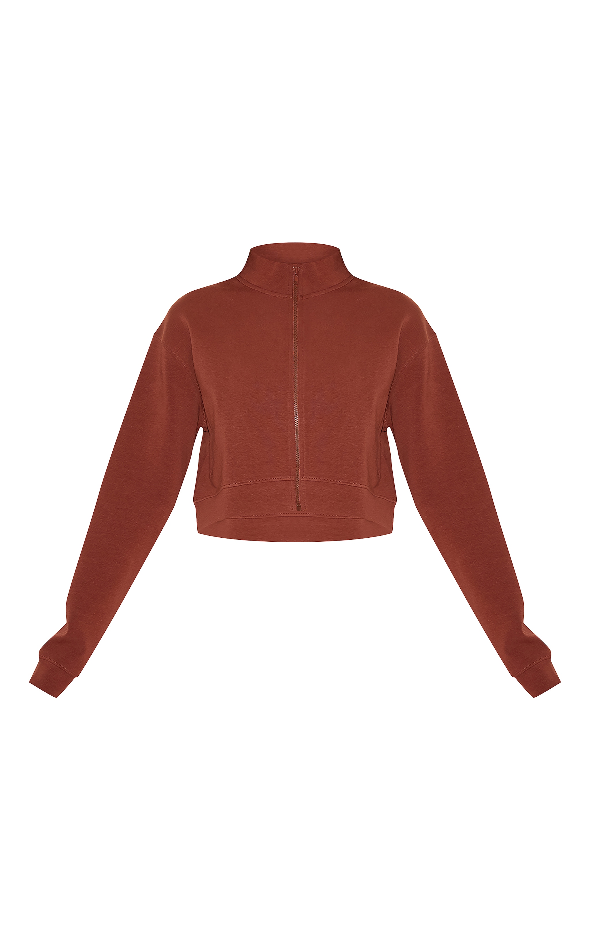 Sweat deluxe tissé chocolat à épaules carrées et zip image 5