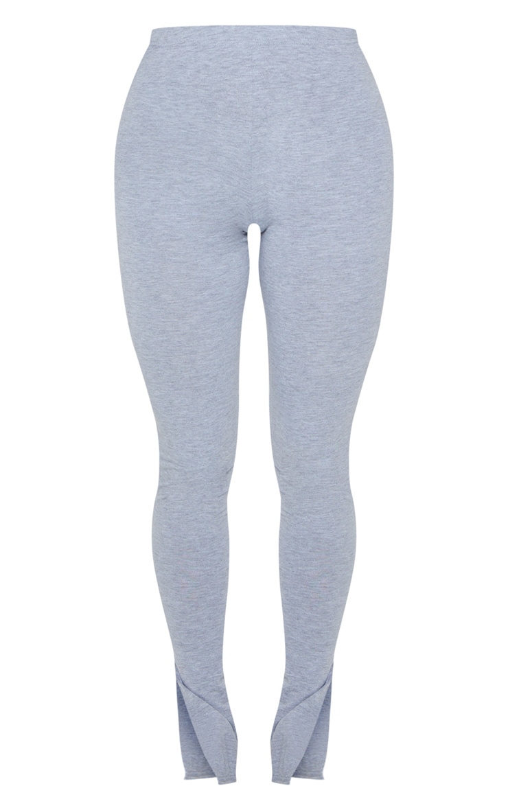 Grey Marl Basic Jersey Split Hem Leggings image 5