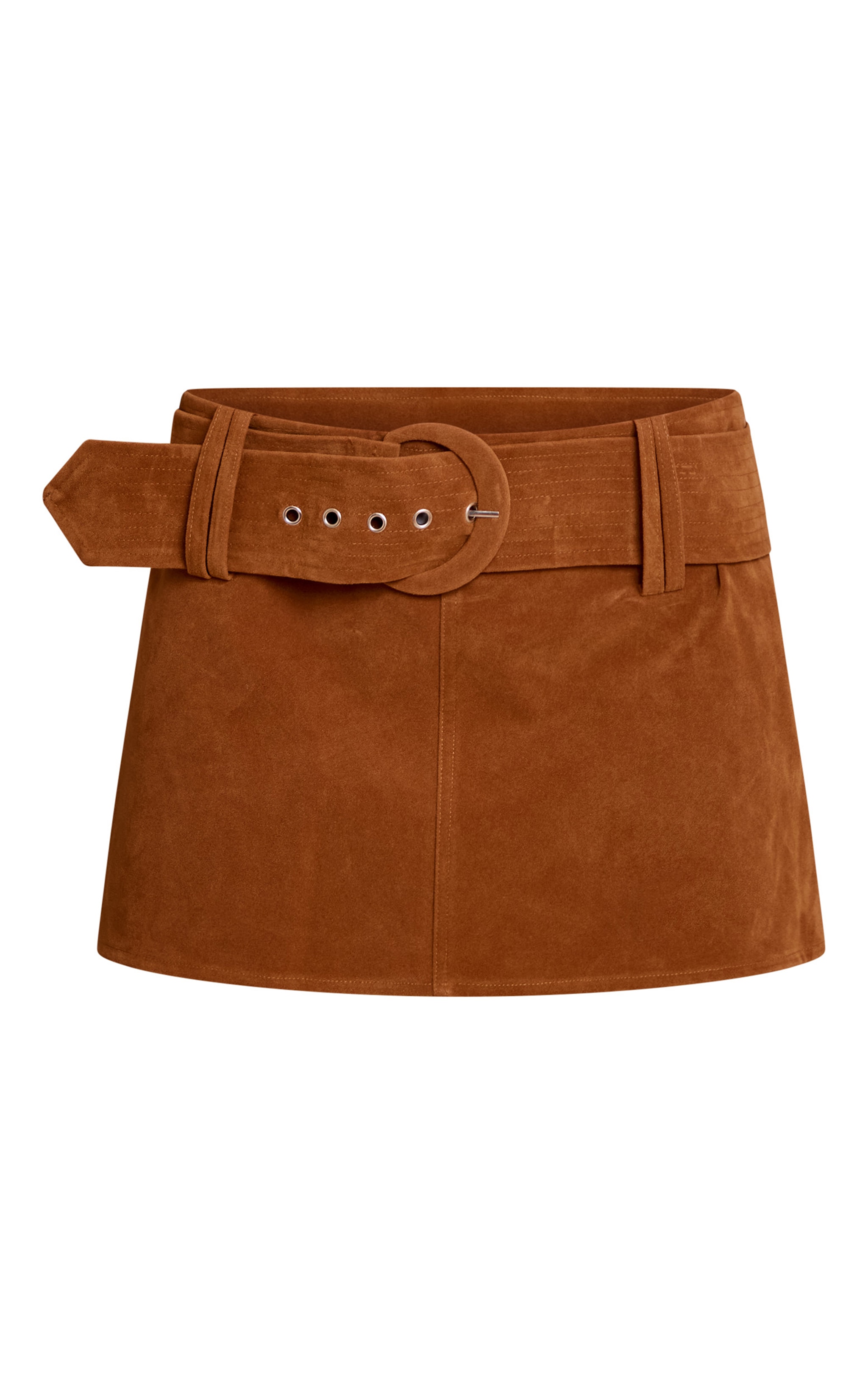 Camel Faux Suede Belt Mini Skirt image 6