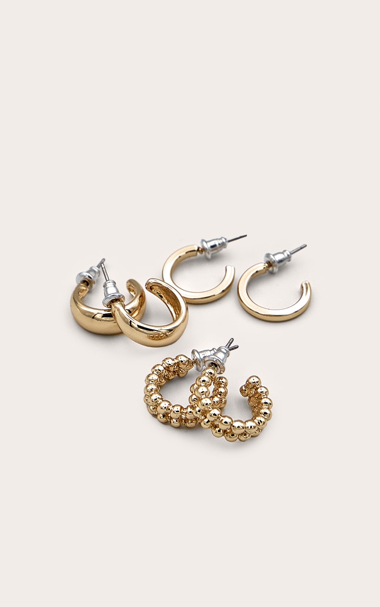 Gold Assorted Mini Huggie Multipack Hoop Earrings image 2