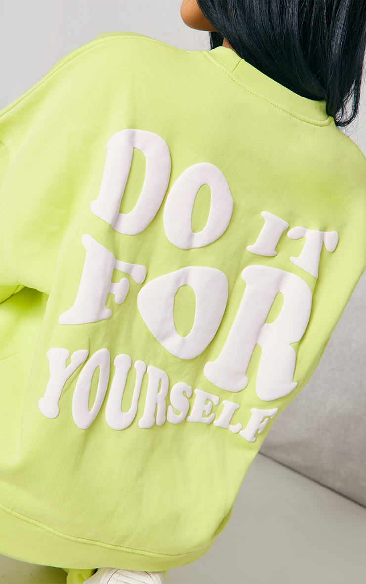 Petite Pull de survêtement vert olive à slogan Do It For Yourself image 4