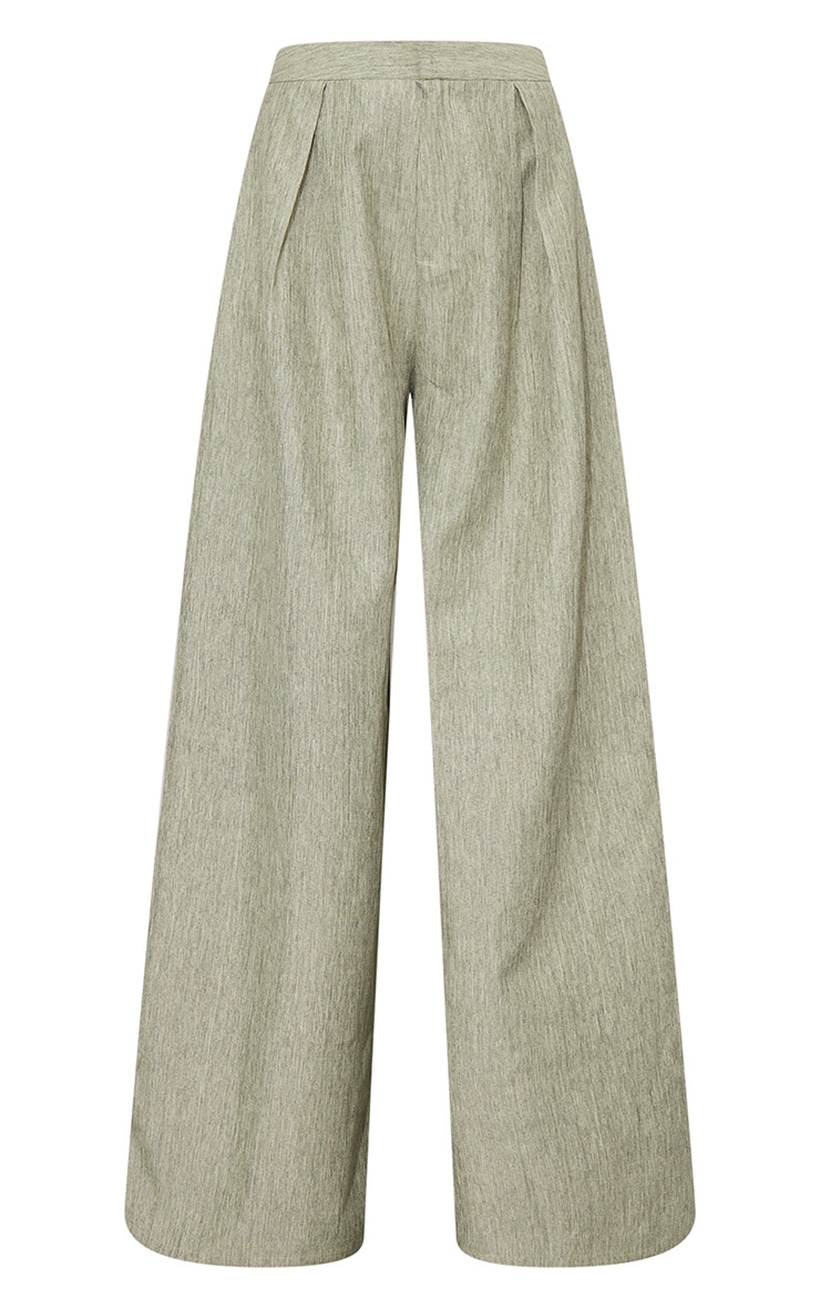 Light Khaki Tailored High Waisted Wide Leg Pants image 5