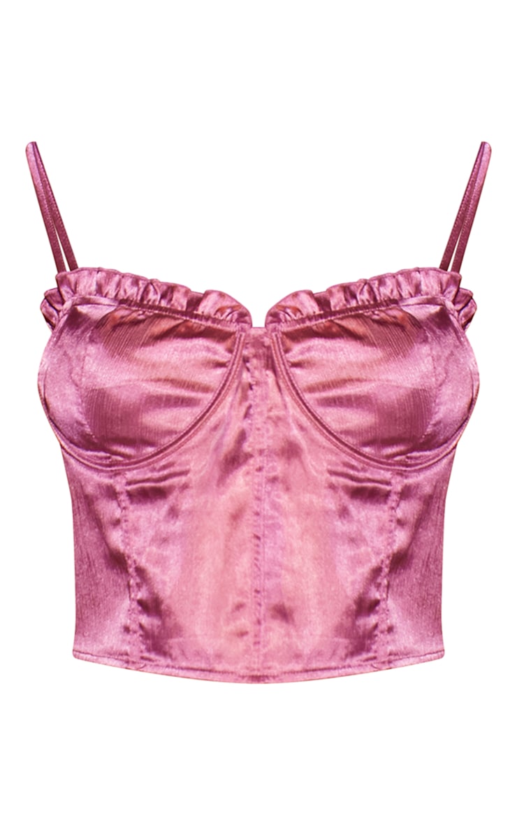 Plus Pink Textured Satin Corset Cami Top image 5