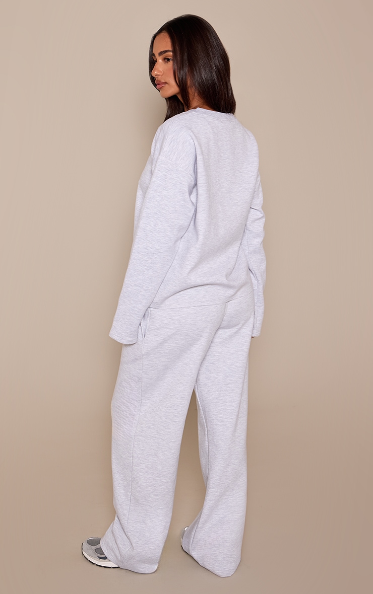 Petite Ash Grey Drawstring Waist Wide Leg Sweatpants image 3