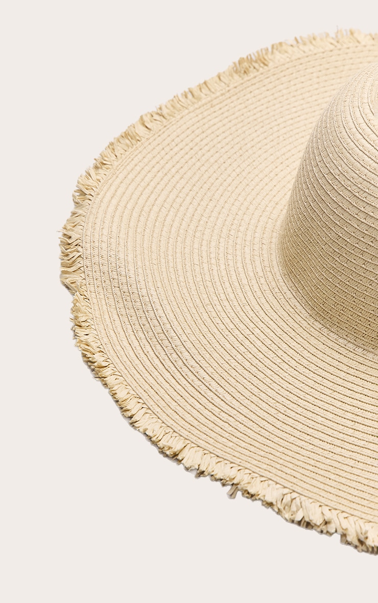 Natural Raffia Frayed Edge Circular Sun Hat image 3