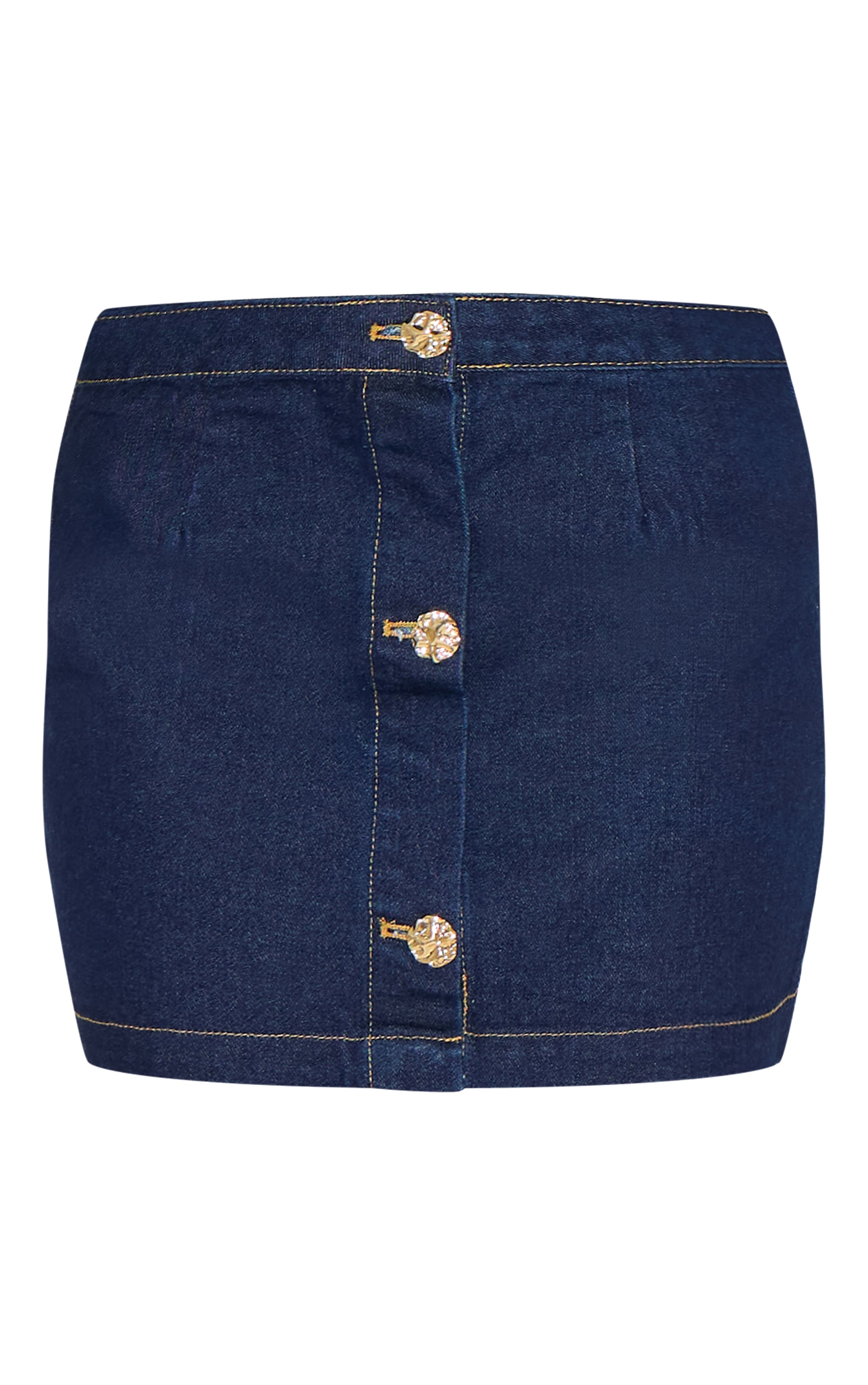 Tall Dark Indigo Button Trim Denim Mini Skirt image 6