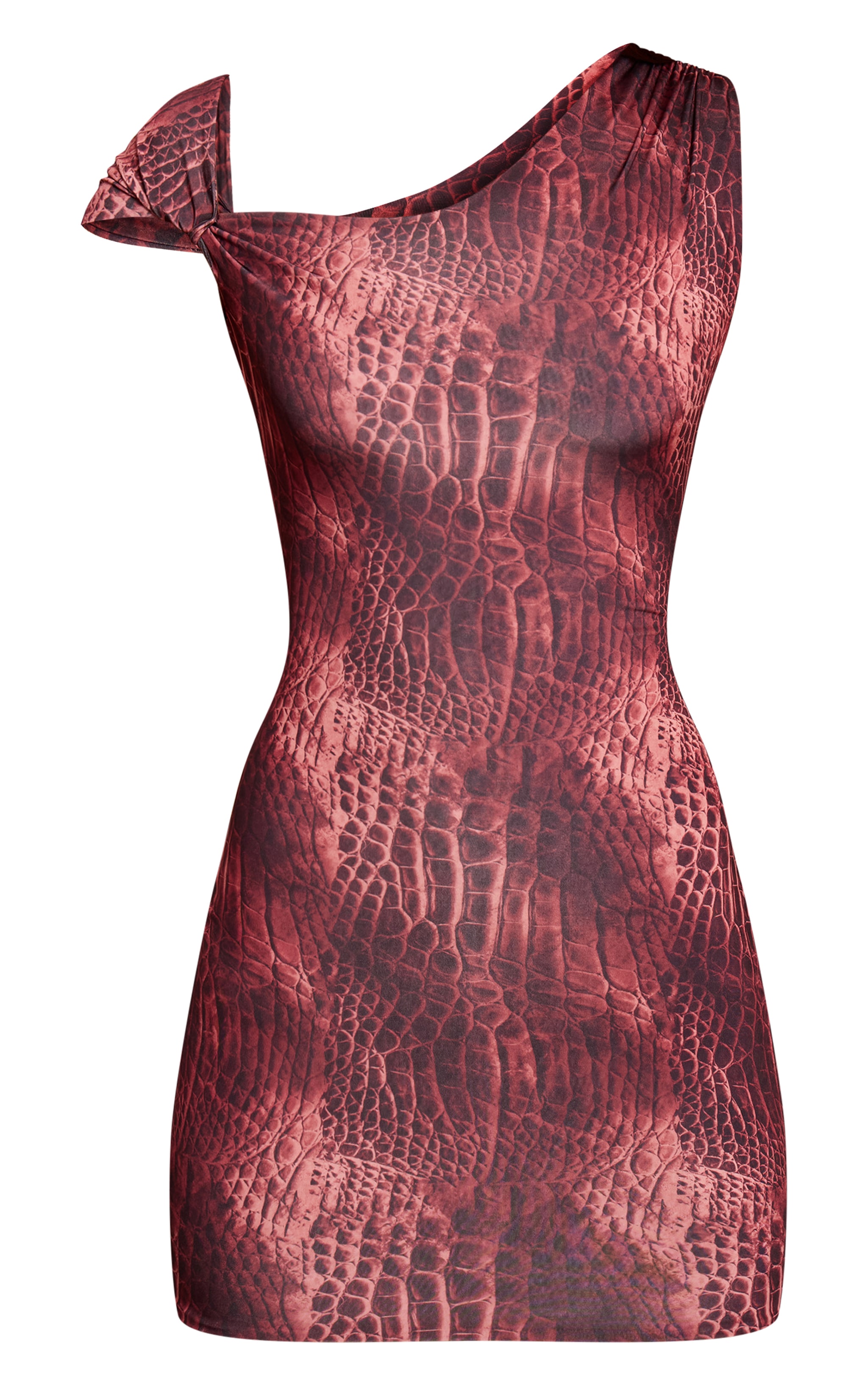 Red Snake Print Double Layer Slinky Twist Bodycon Dress  image 5