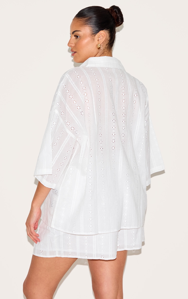 Plus White Broderie Boxy Shirt image 2