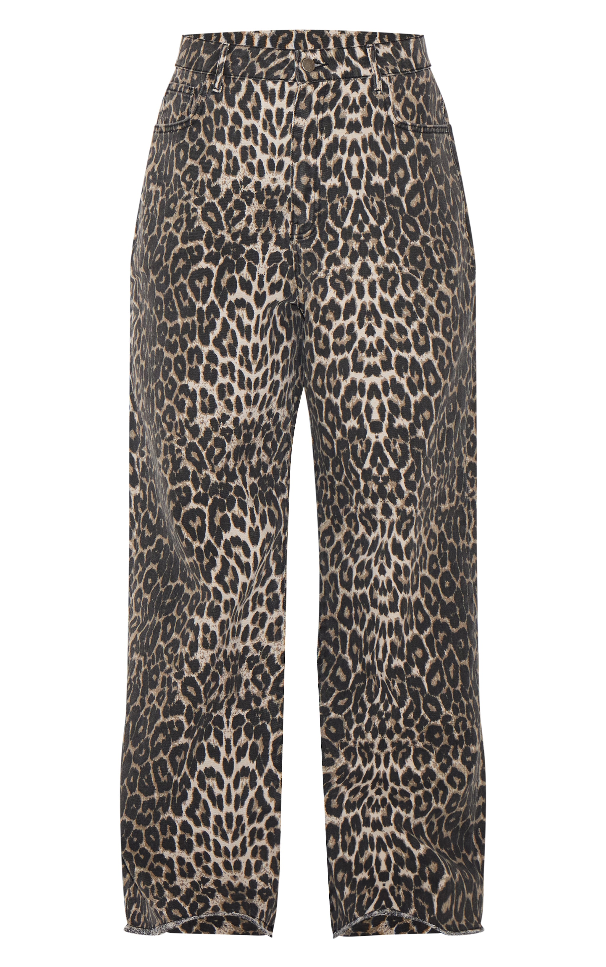 Plus Brown Leopard Print Denim Wide Leg Denim Jean image 5