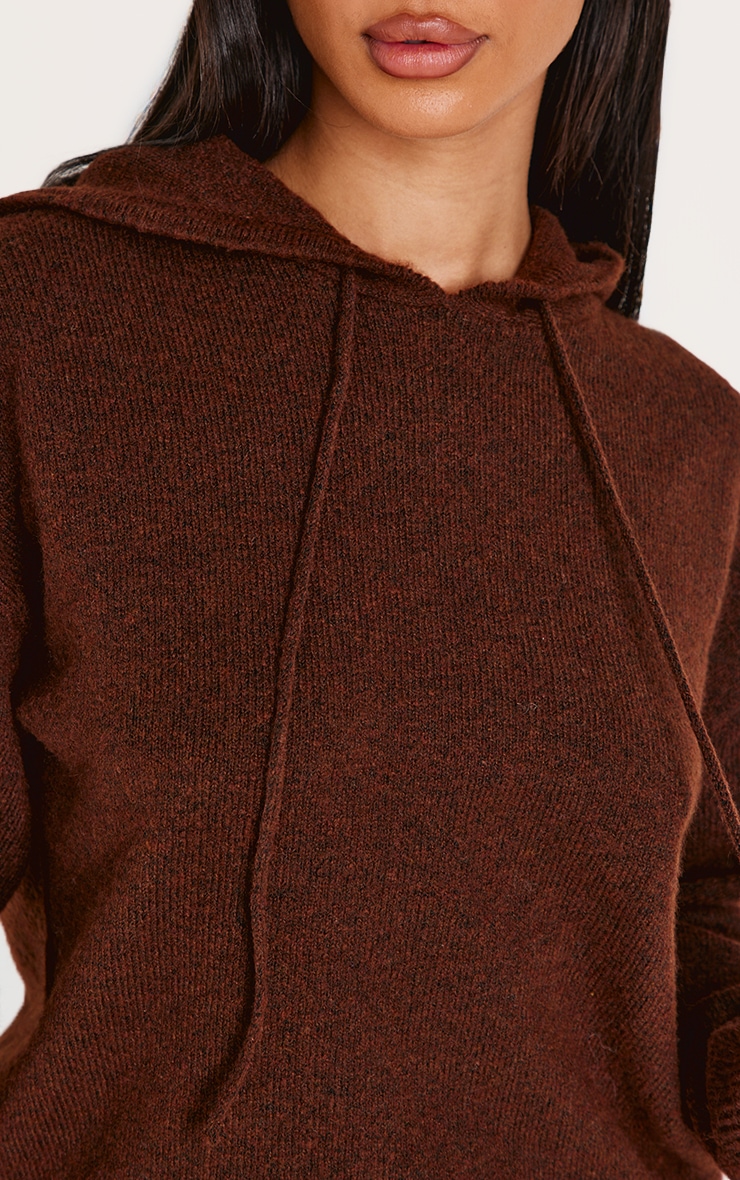 Petite Hoodie en maille tricot chocolat image 4