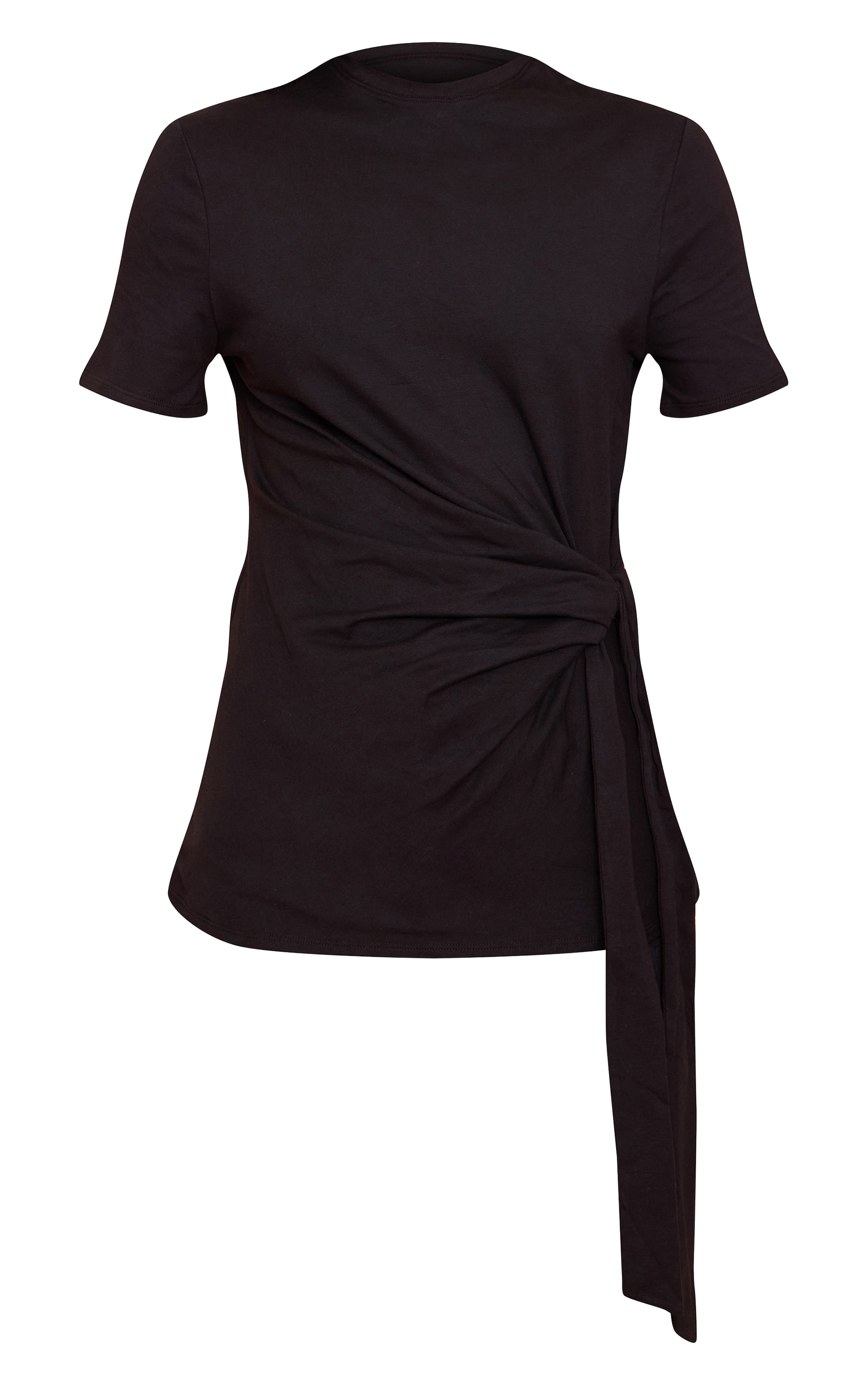 Tall Black Cotton Tie Detail Oversized T Shirt image 5