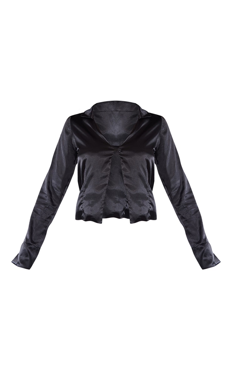 Chemise satinée noire image 5