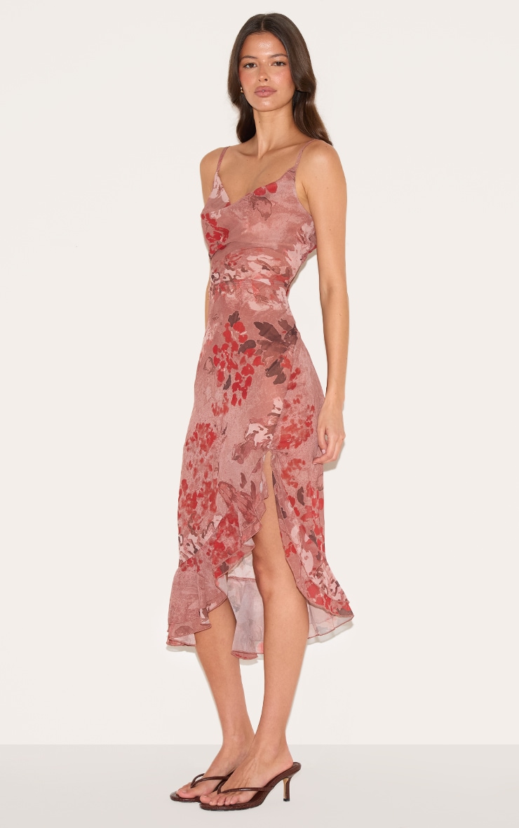通販 Floral Chiffon Mushroom Cowl Dresses | Dress Midi Neck ワンピース