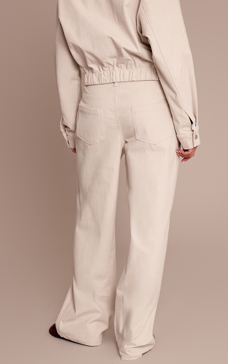 Ecru Cord Straight Leg Pants image 3