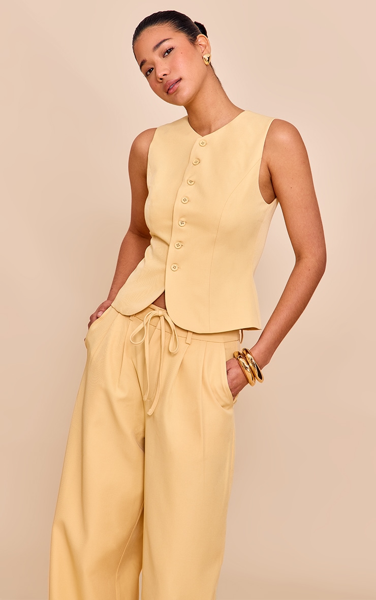 Butter Yellow Tailored Woven Vest image 4