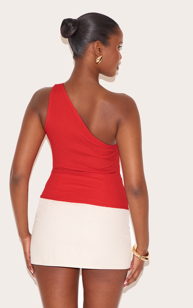 Haut débardeur mi-long asymétrique texturé orange brûlé image 2