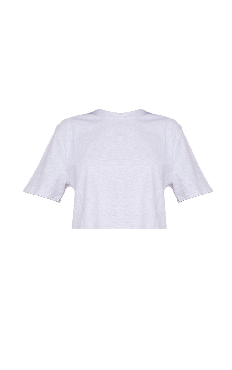 Cotton Grey Marl Oversized Crop T-Shirt image 5