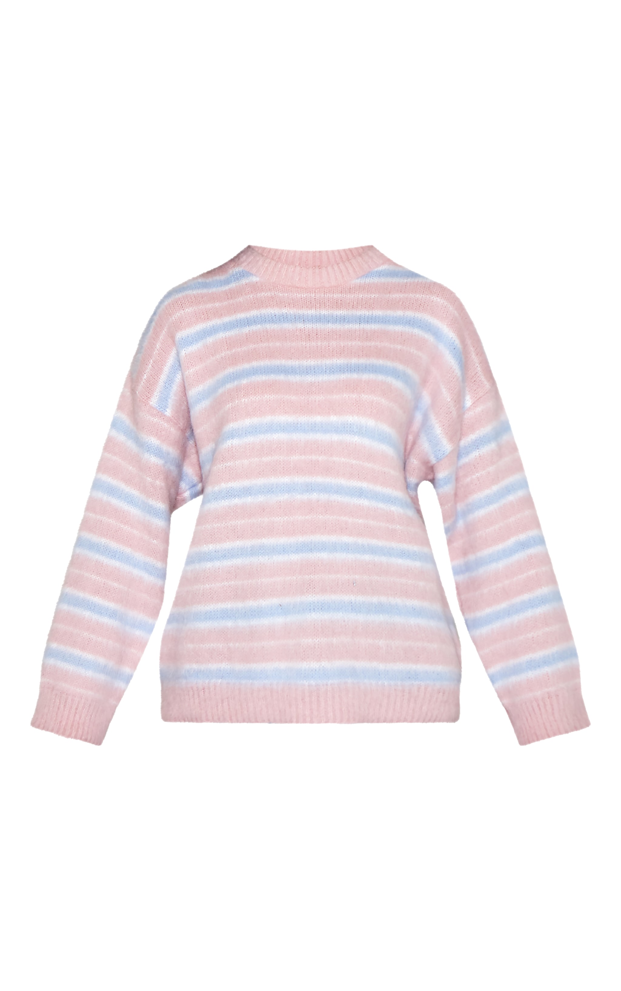 Pink Striped Brushed Knit Sweater image 5