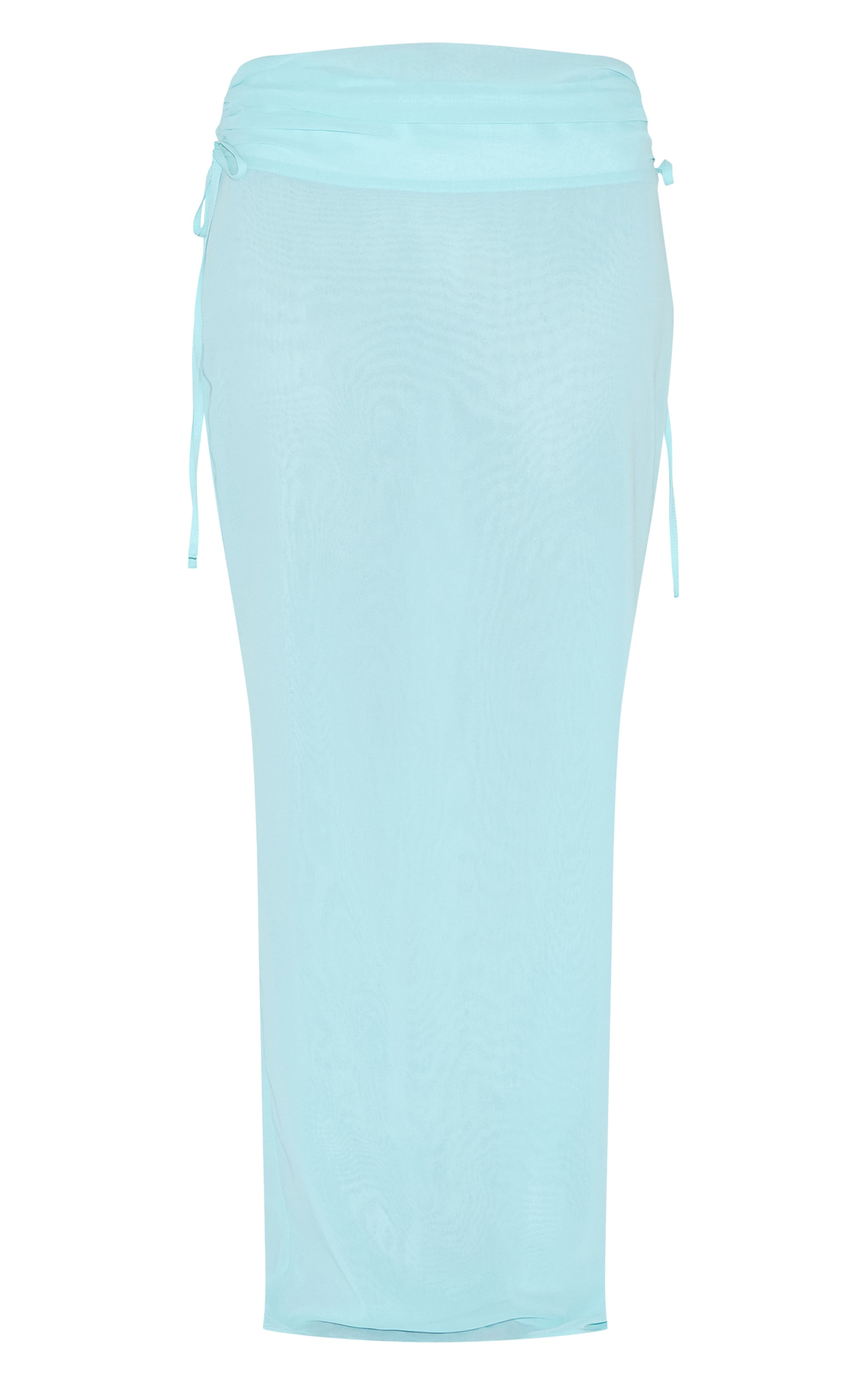 Aqua Ruched Chiffon Maxi Skirt image 5