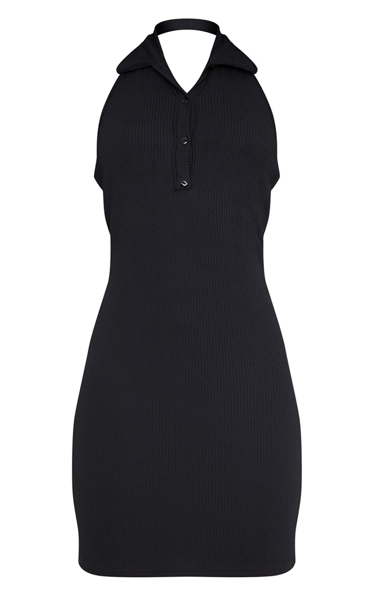 4612161 Black Layered Halterneck Dress