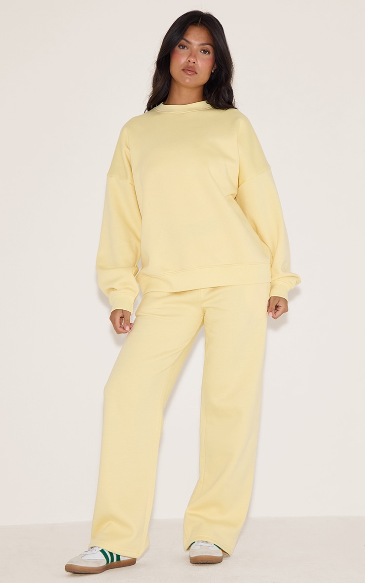 Butter Yellow Oversized Sweat Tracksuit Set image 3