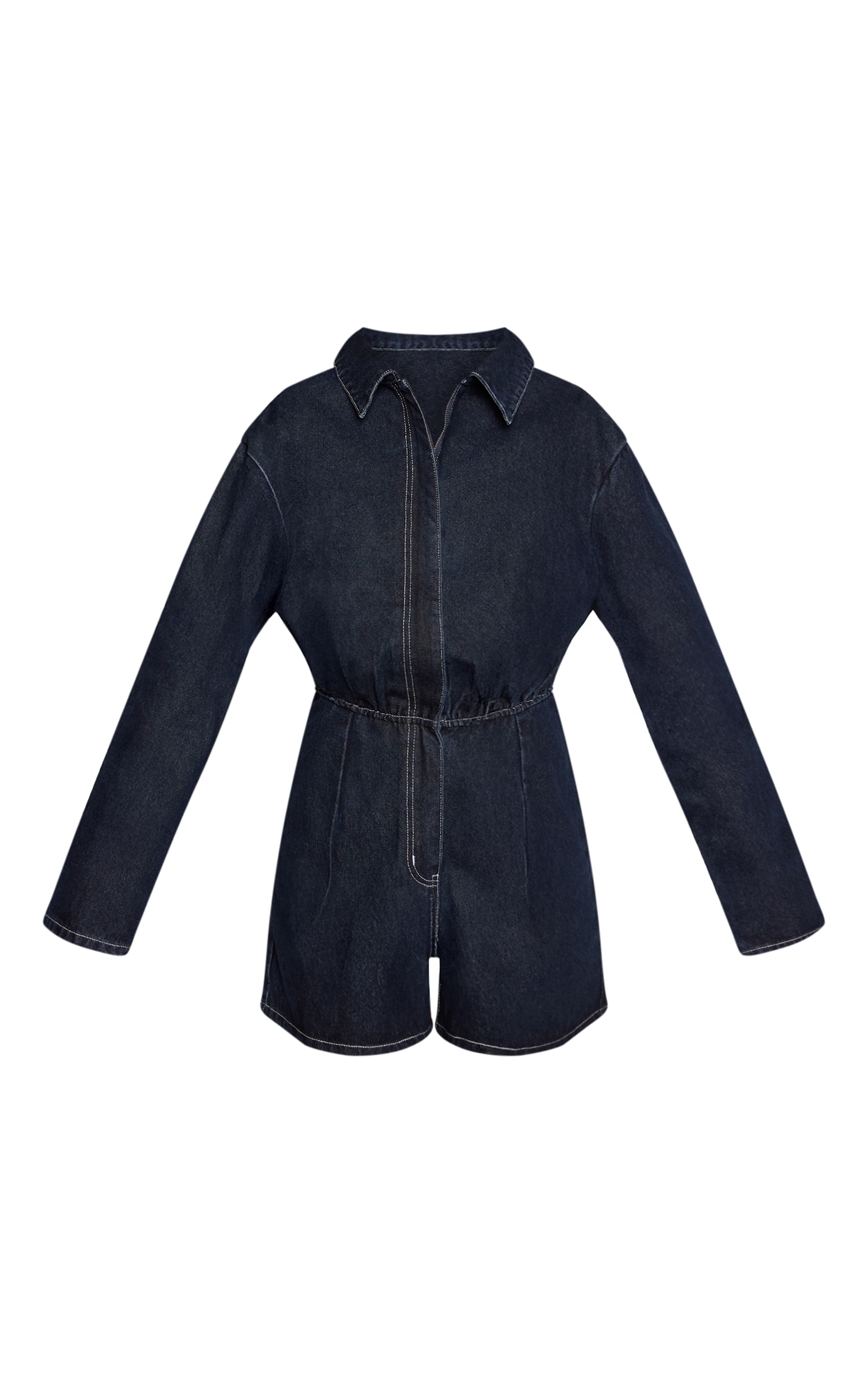Tall Raw Indigo Long Sleeve Denim Romper image 5
