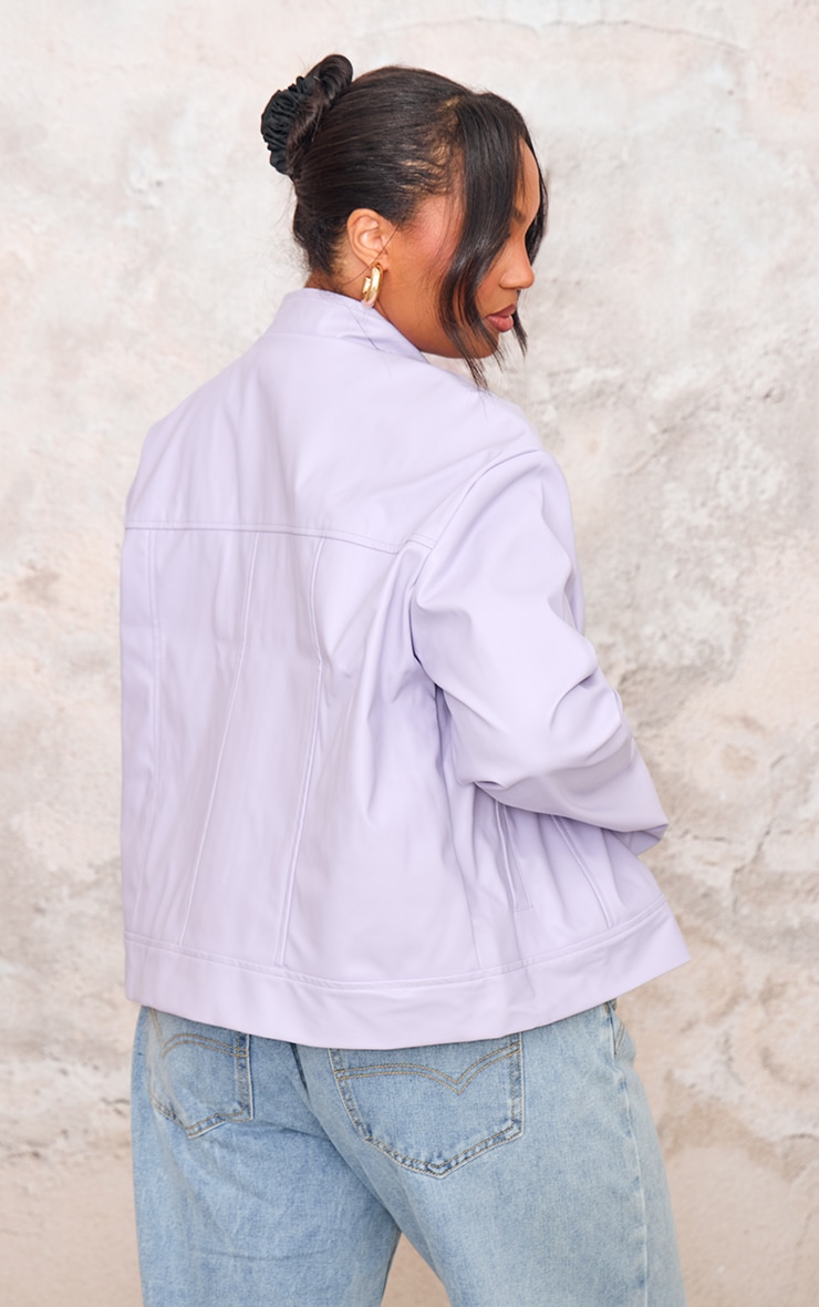 Plus Lilac PU Racer Neck Jacket Plus Size PrettyLittleThing CA