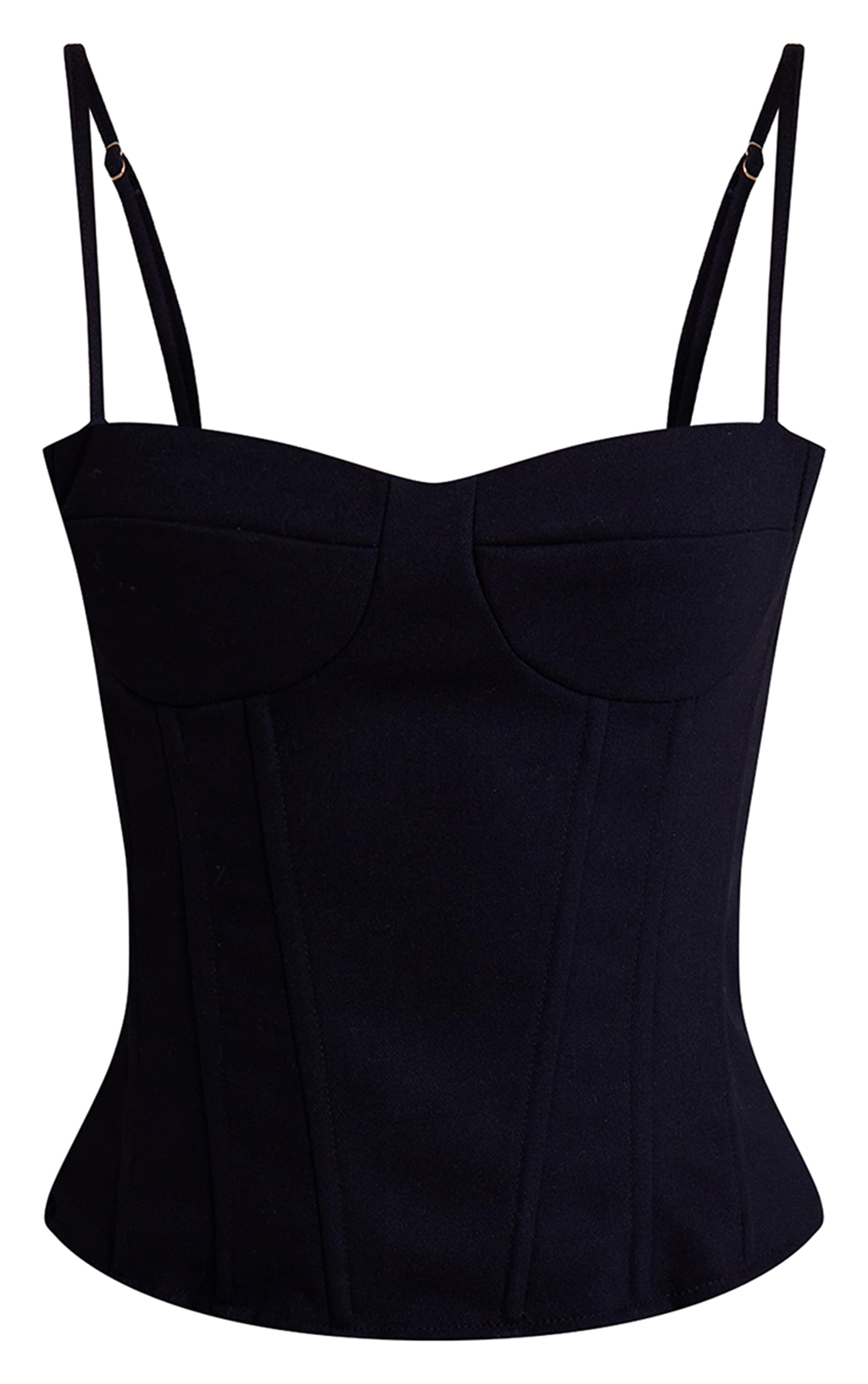 Navy Textured Wool Structured Corset Top image 5