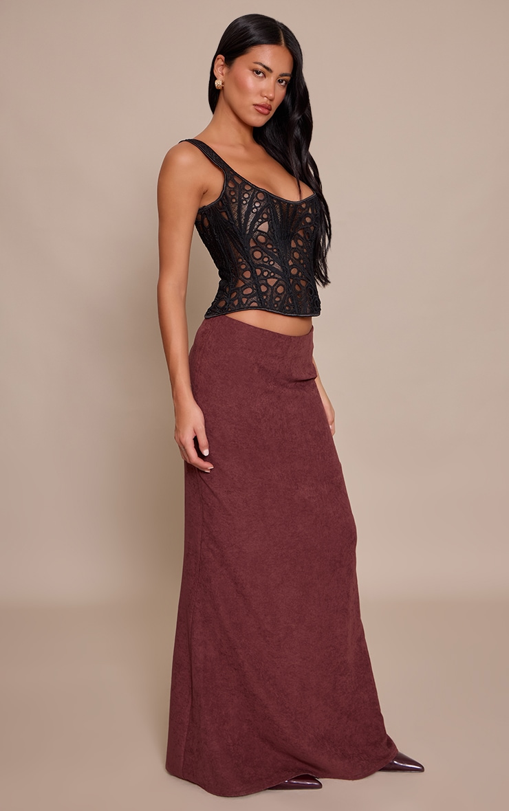 Deep Burgundy Peachskin Fishtale Maxi Skirt