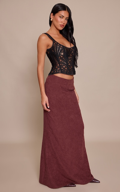 Deep Burgundy Peachskin Fishtale Maxi Skirt