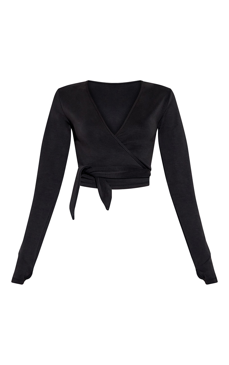 Black Super Soft Wrap Top image 5