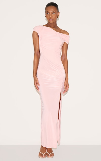 Blush Rose Slinky Twist Detail Maxi Dress