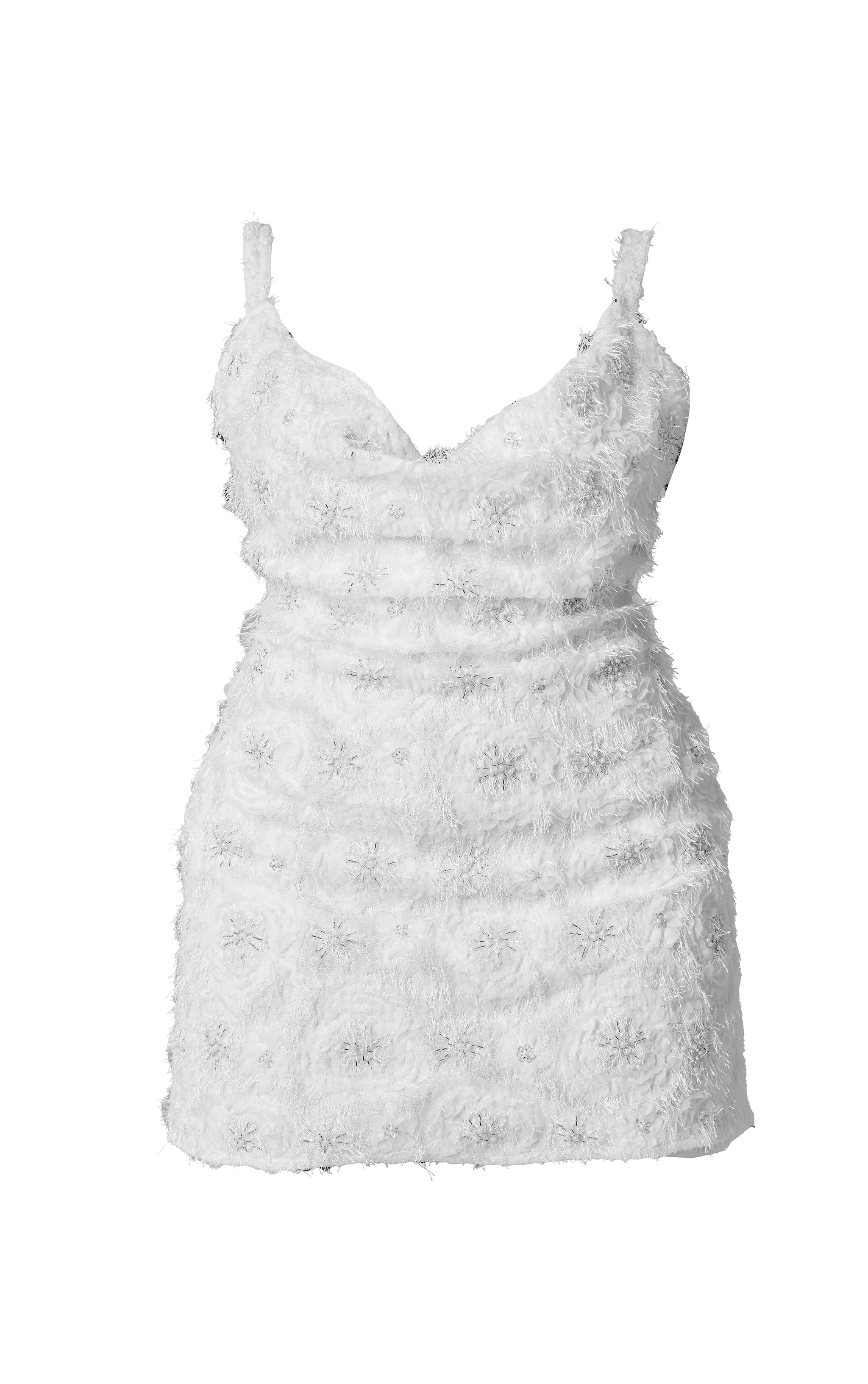 Premium Plus White Sequin Embroidered Cowl Neck Shift Dress image 5