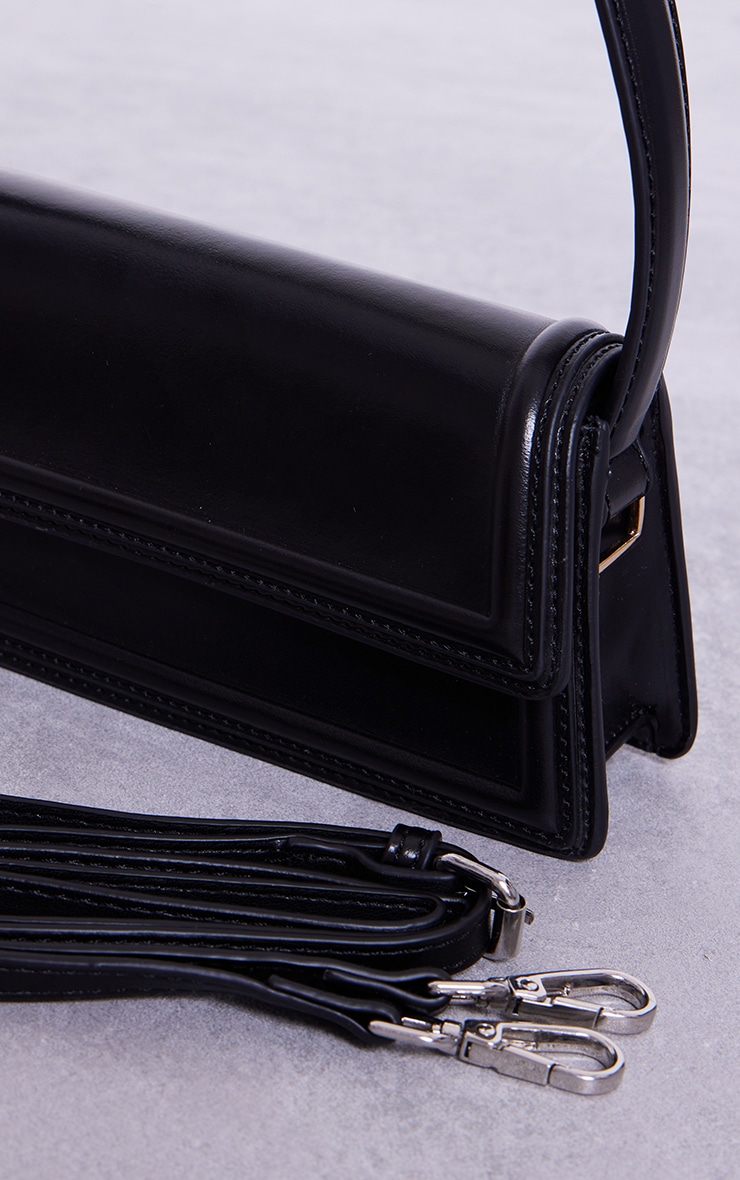 Black Rectangular Shaped Handle Cross Body Bag image 3