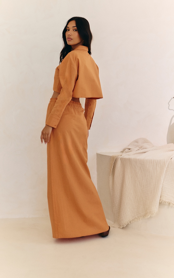 Apricot Drawstring Maxi Skirt image 2