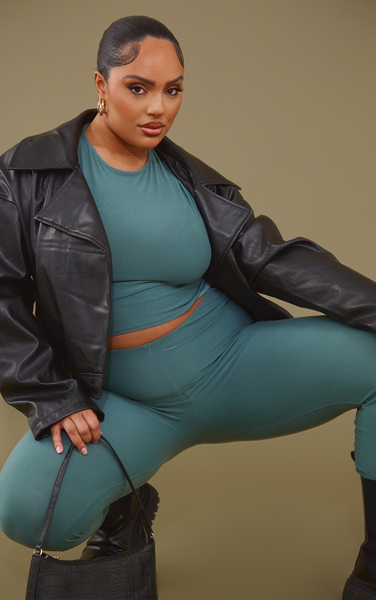 Plus Sea Green Soft Touch Jersey Leggings image 4