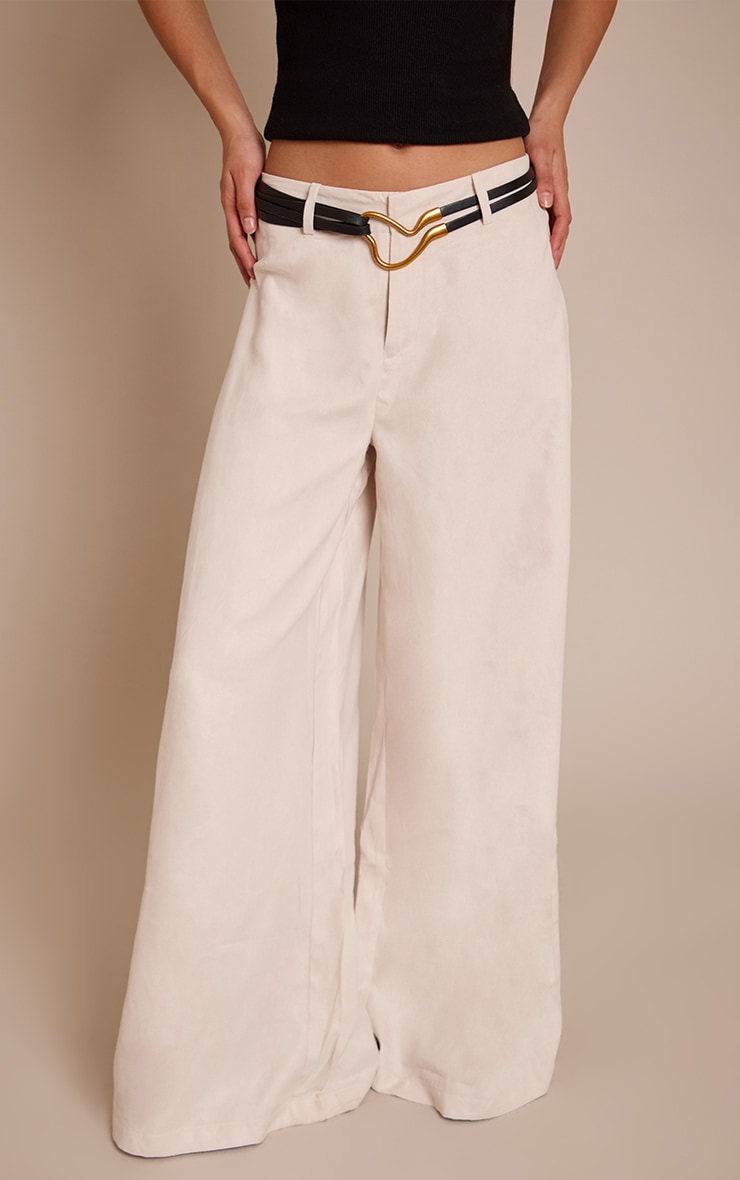 Cream Peached Gold Double Belted Pants image 2