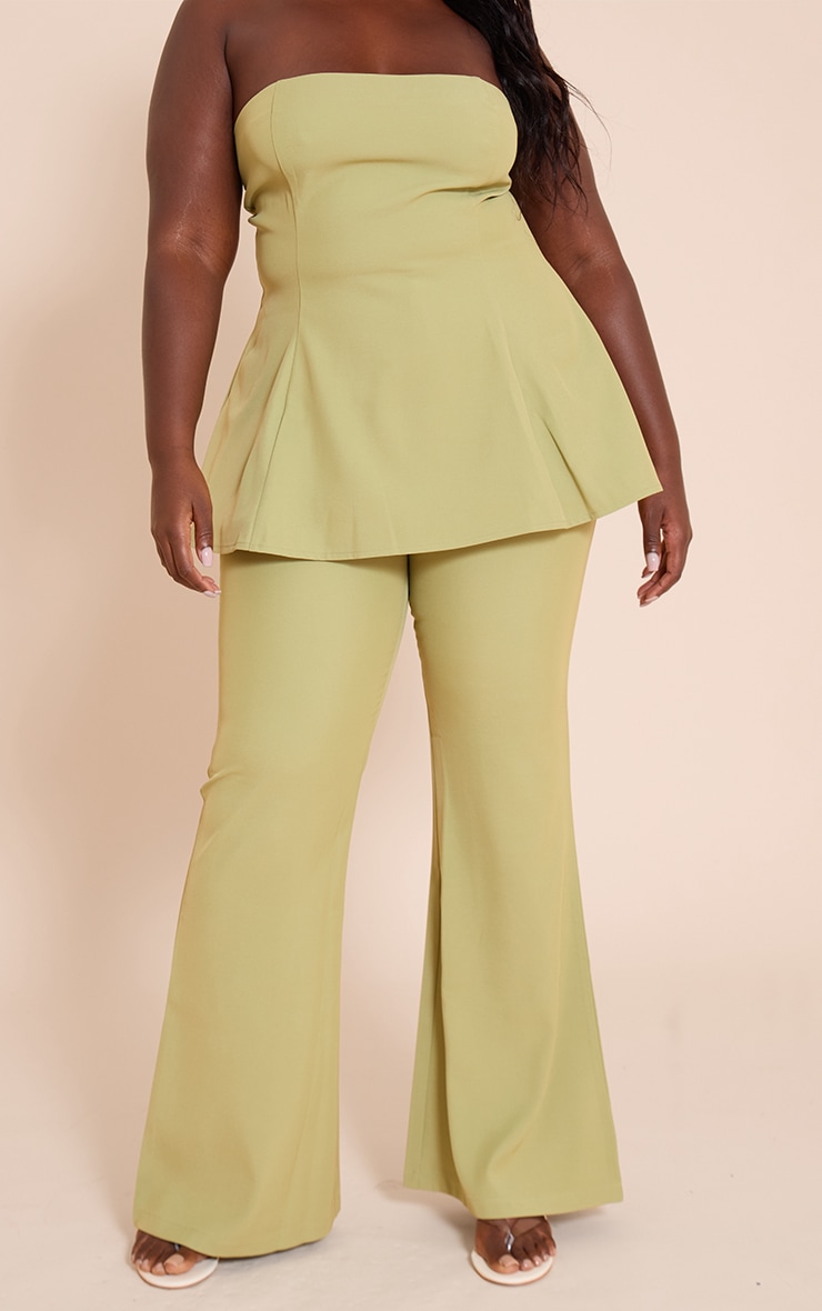 olive Woven Tailored Straight Leg Pants image 2