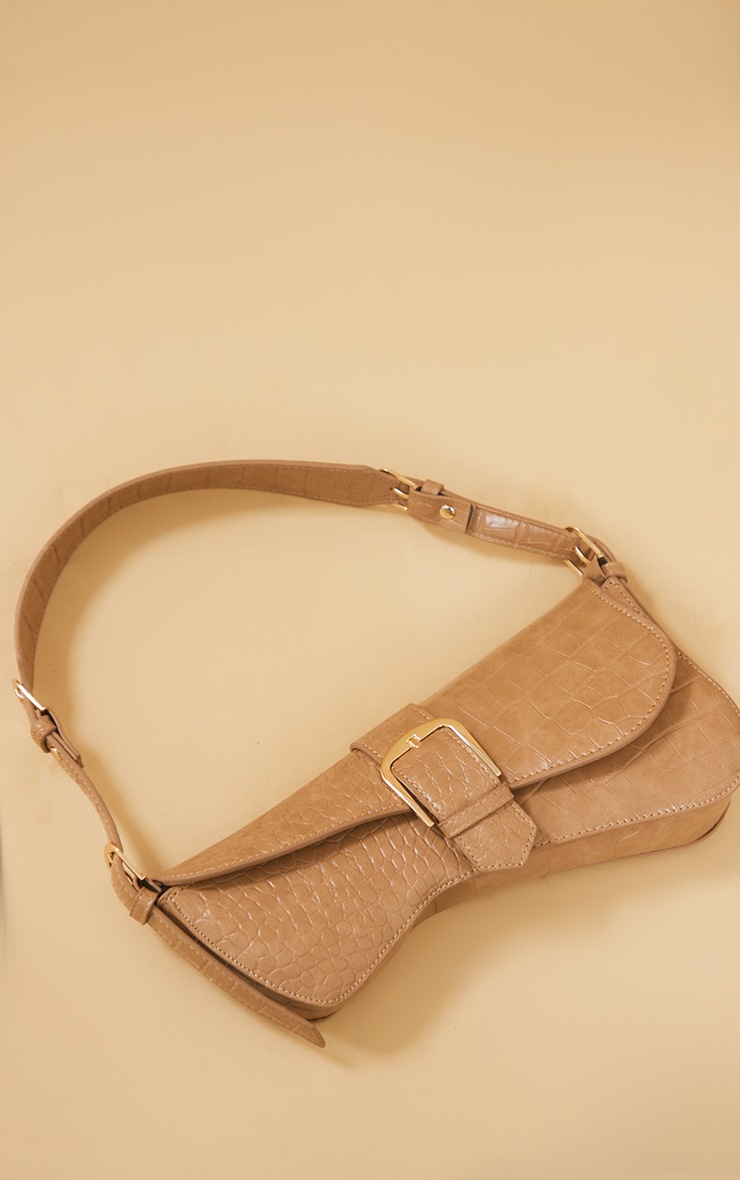 Stone Croc Elongated Buckle Shoulder Bag PrettyLittleThing AUS