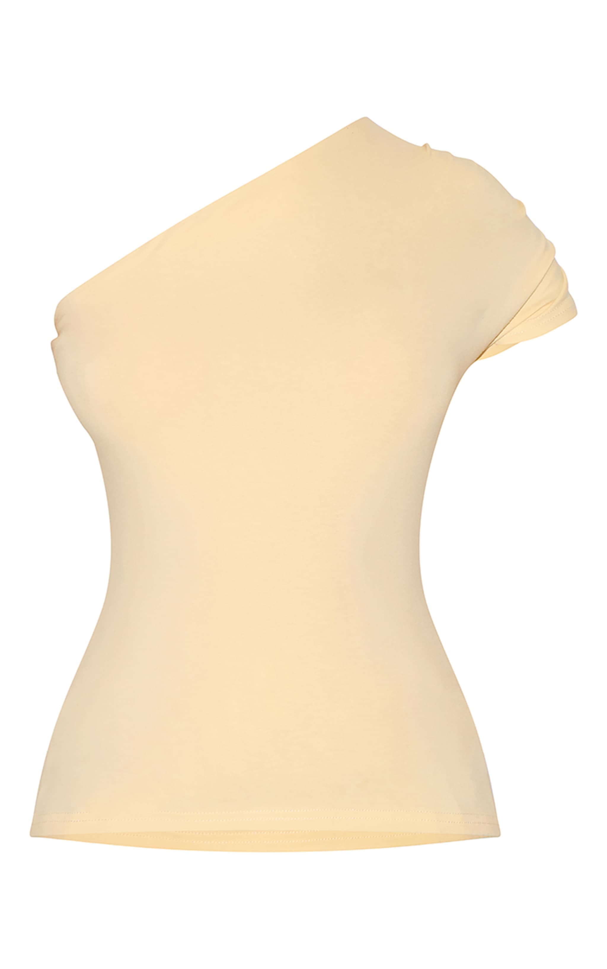 Butter Yellow One Shoulder Asymmetric Top image 5