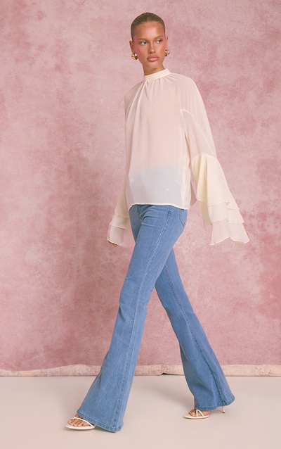 Blue 5 Pocket Stretch Flared Jeans