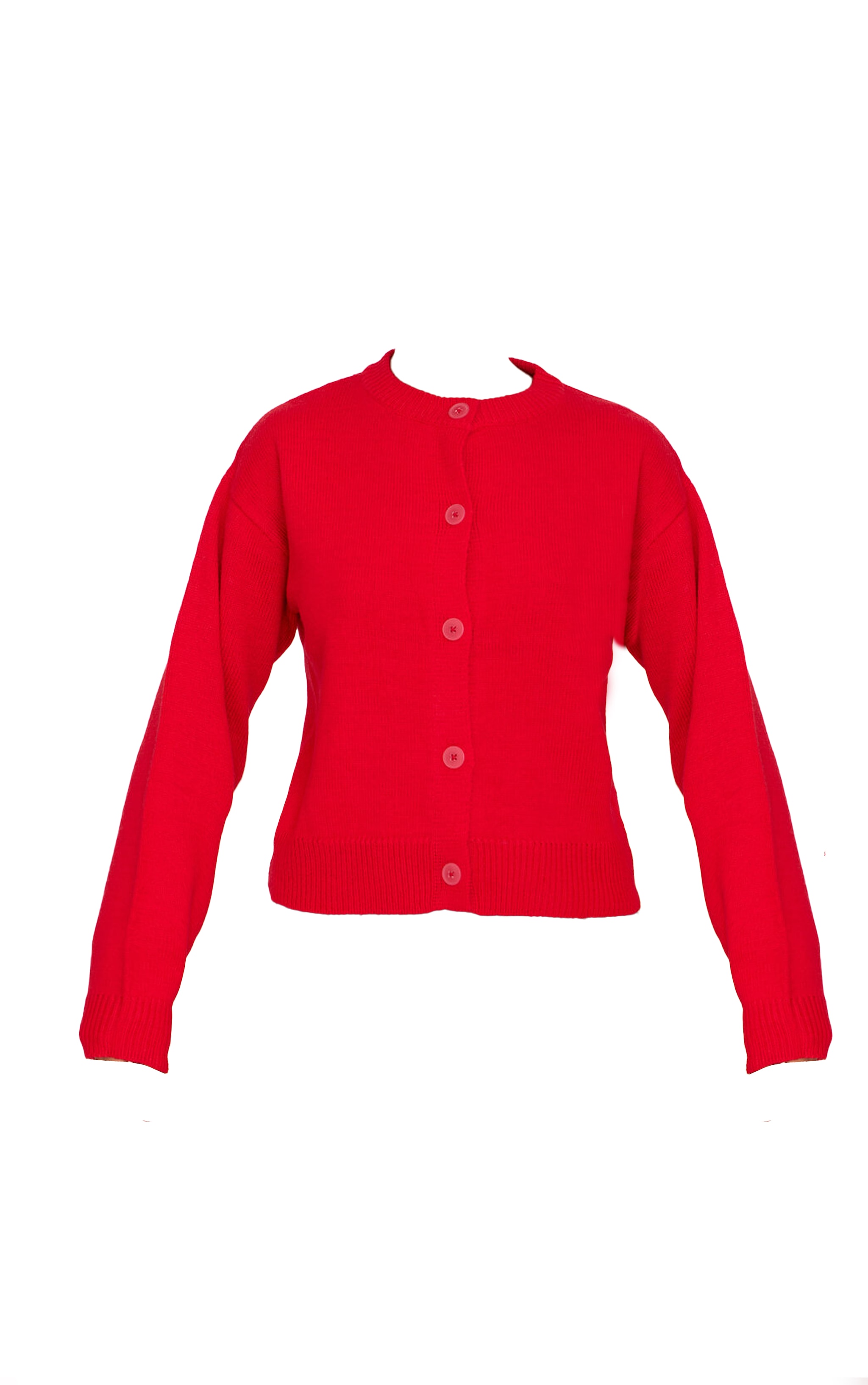  Cherry Red Soft Knit Button Up Cropped Cardigan image 5