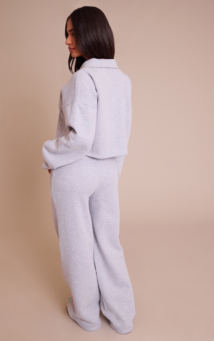 Petite Grey Marl Thin Waistband Straight Leg Sweatpants image 3