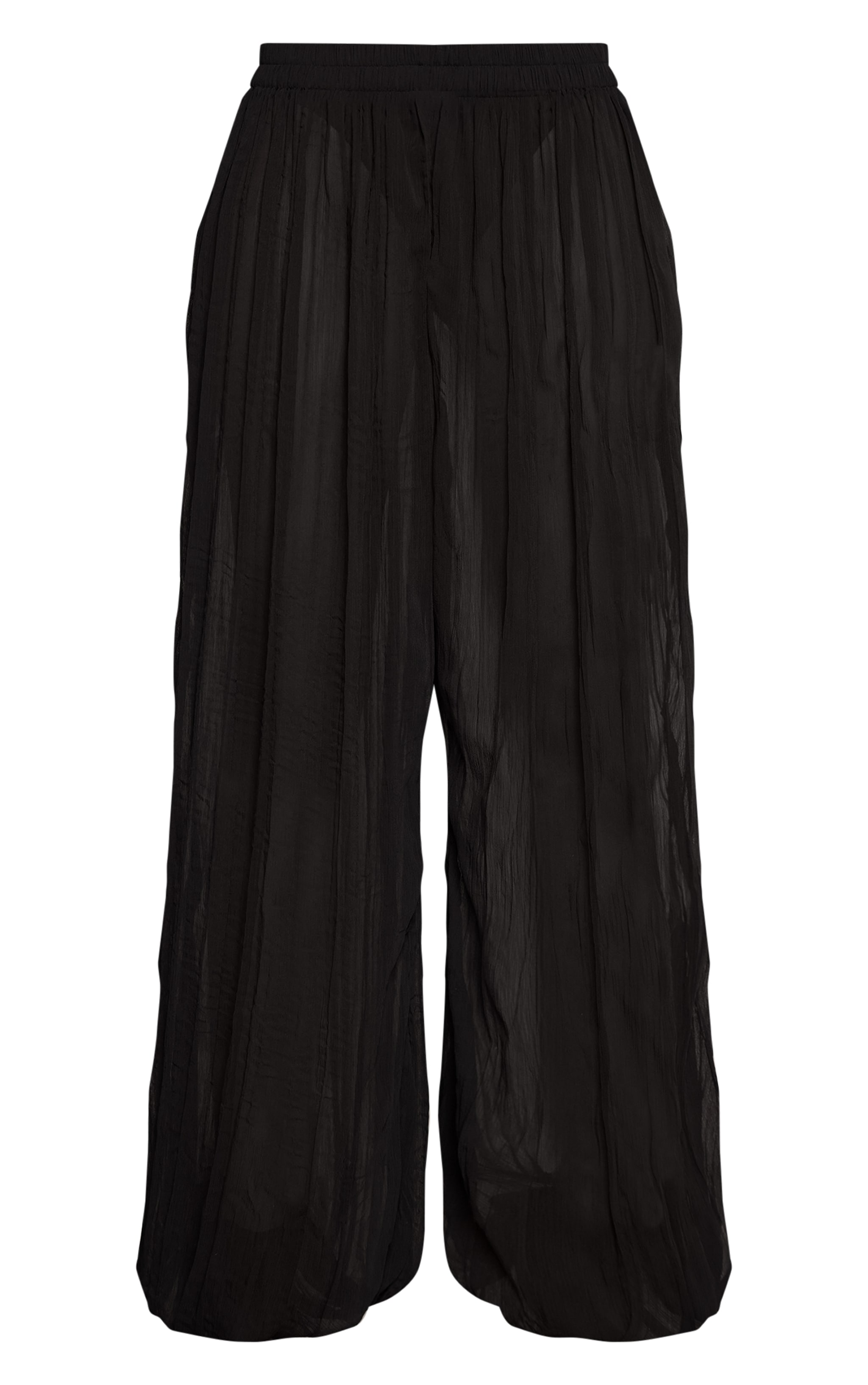 Tall Black Textured Sheer Balloon Hem Trousers image 5
